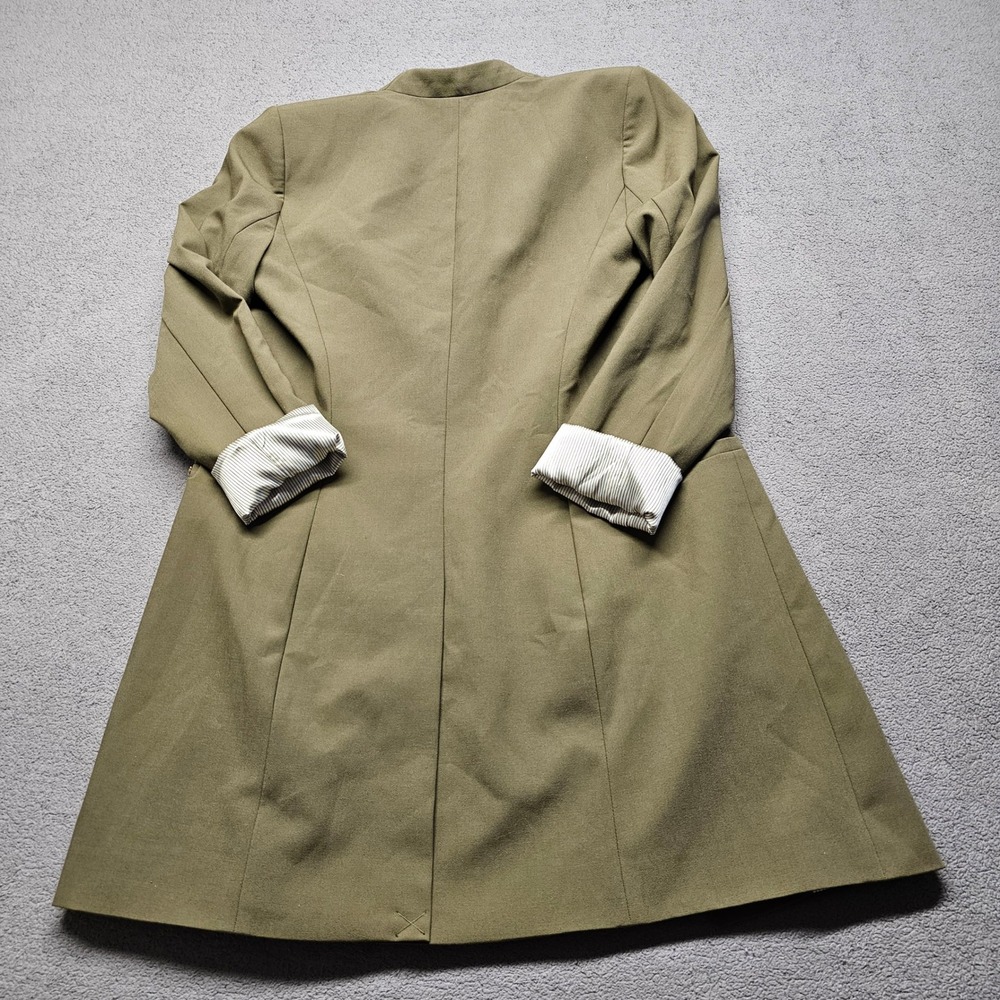 Calvin Klein Longline Coat Womens 2P Green Long Sleeve Collarless Open Front - Picture 2 of 11